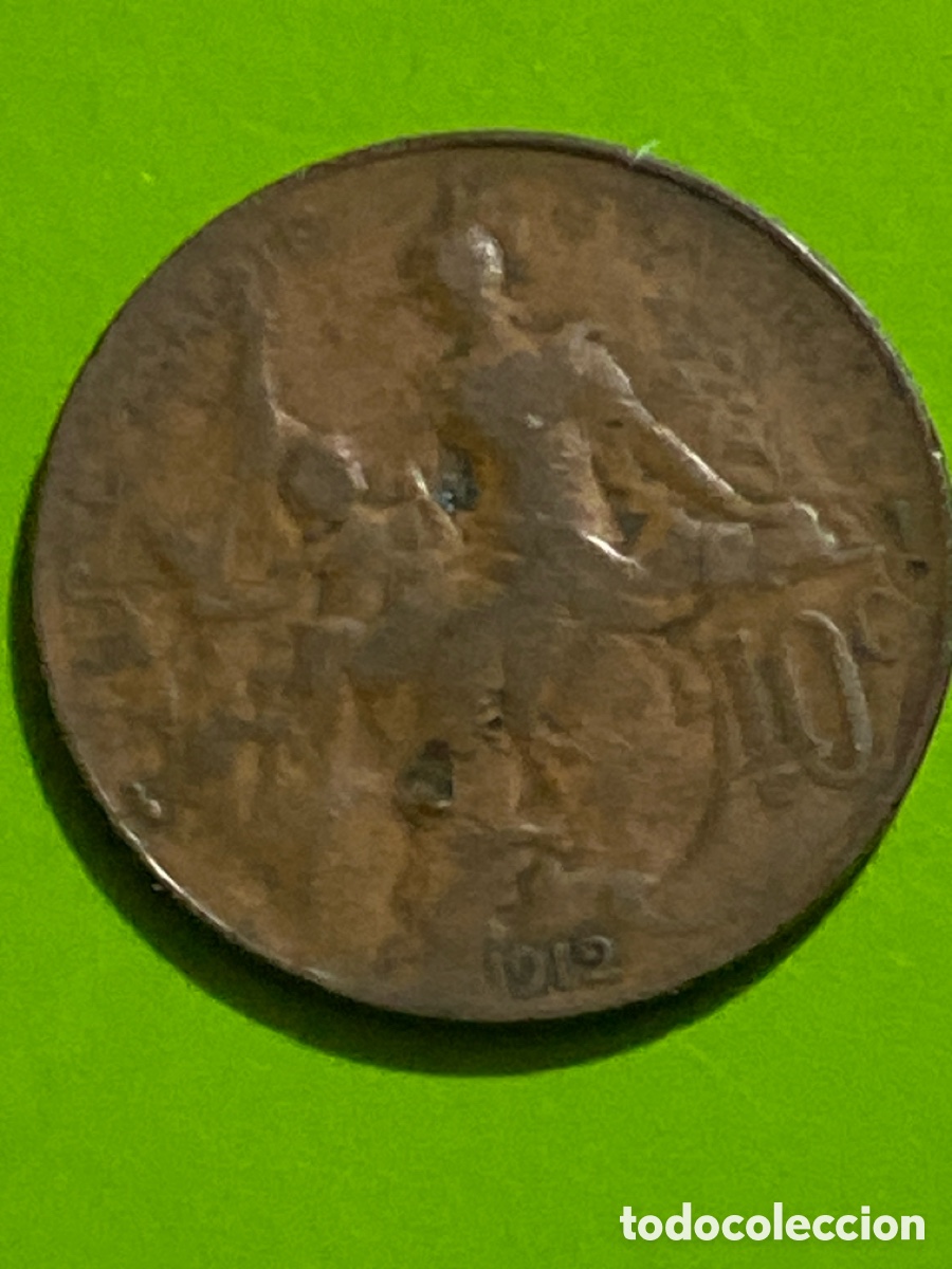 Monedas antiguas de Europa: Francia 10 centimos 1912 - Foto 2