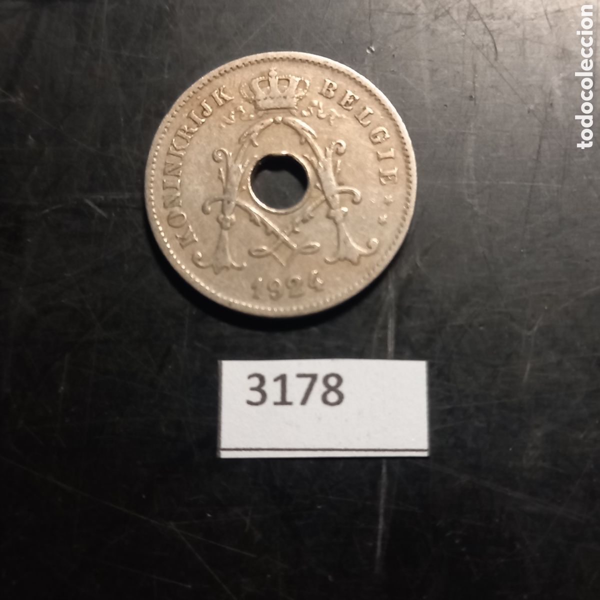 Moedas antigas da Europa: B&eacute;lgica 10 c&eacute;ntimos 1924