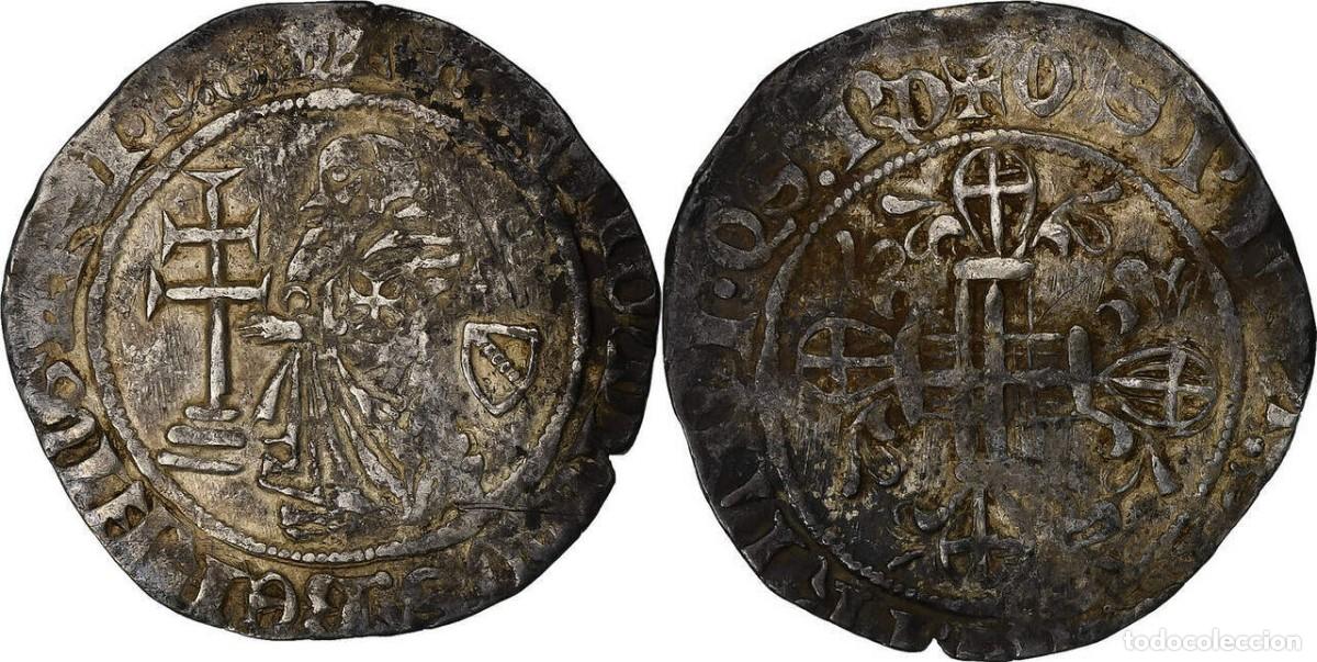 Monnaies anciennes de Europe: Gigliato Raimundo Berenguer 1365-1374 Orden de los Caballeros de Rodas