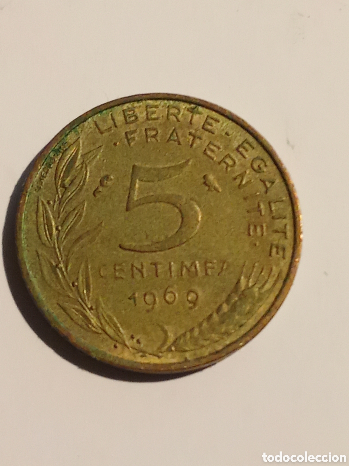 Monedas antiguas de Europa: moneda de 5 centimes Francia 1969 - Foto 2