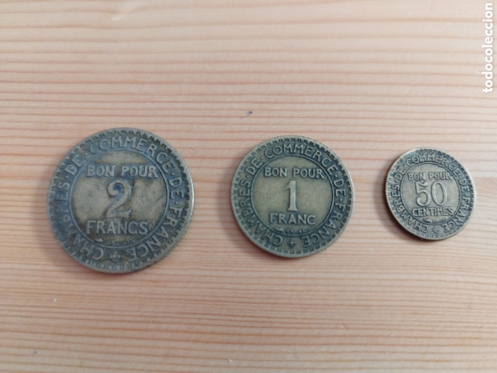 Monedas antiguas de Europa: Francia 3 monedas c&aacute;mara de comercio - Foto 2