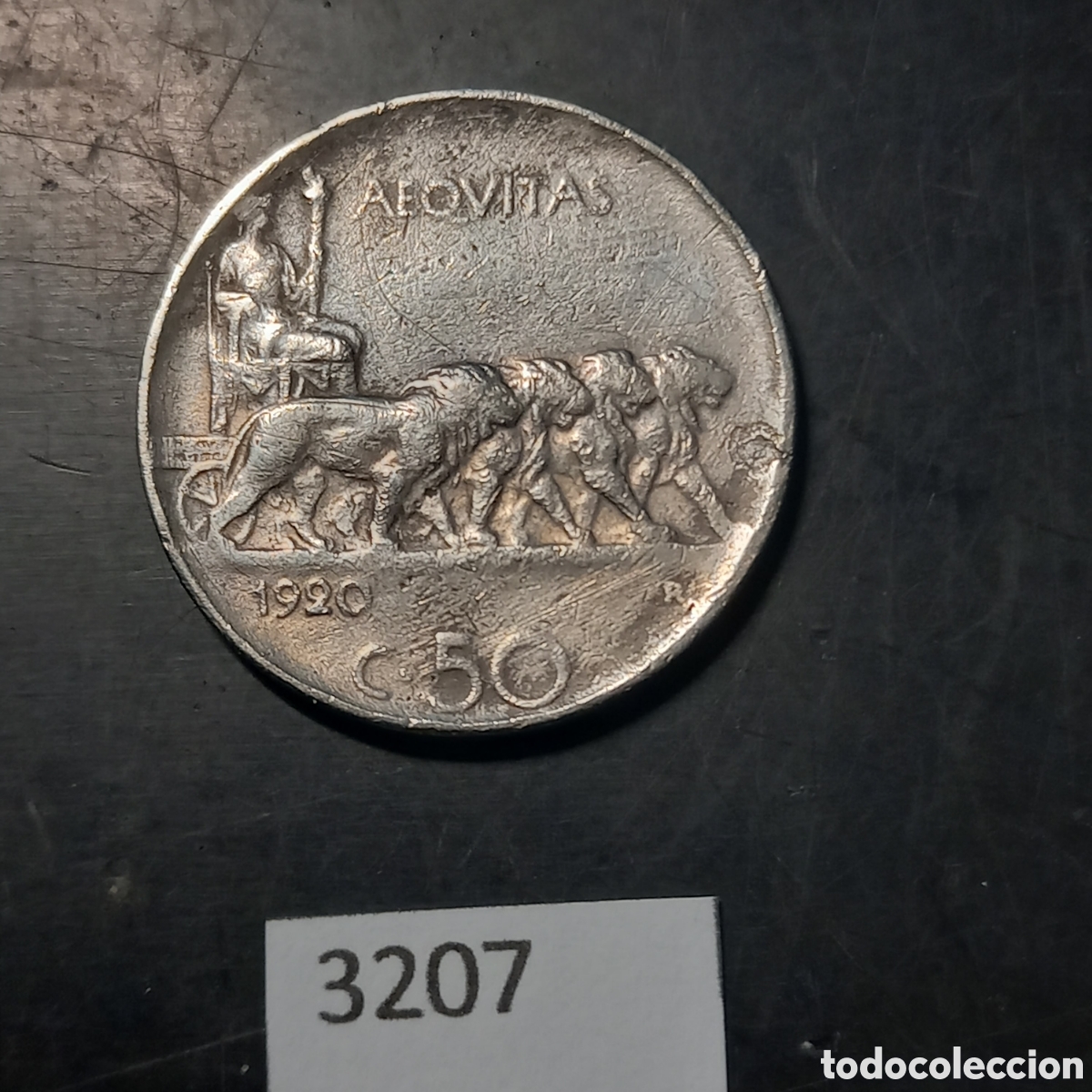 Monedas antiguas de Europa: Italia 50 c&eacute;ntimos 1920 - Foto 2