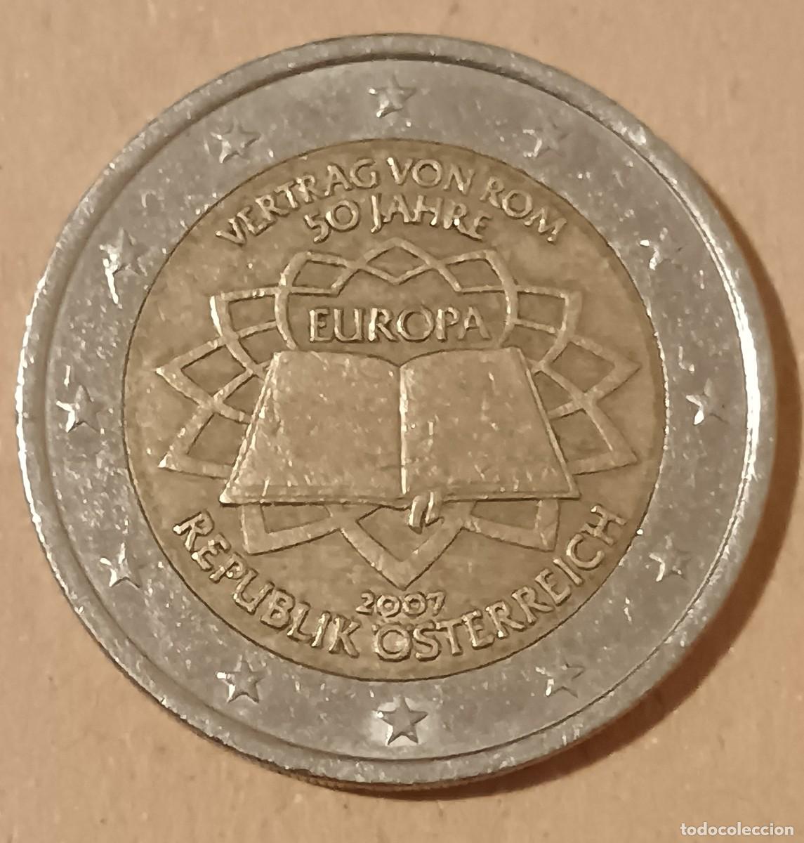 Moedas antigas da Europa: Austria-2 euros-2007-Tratado Roma-452.