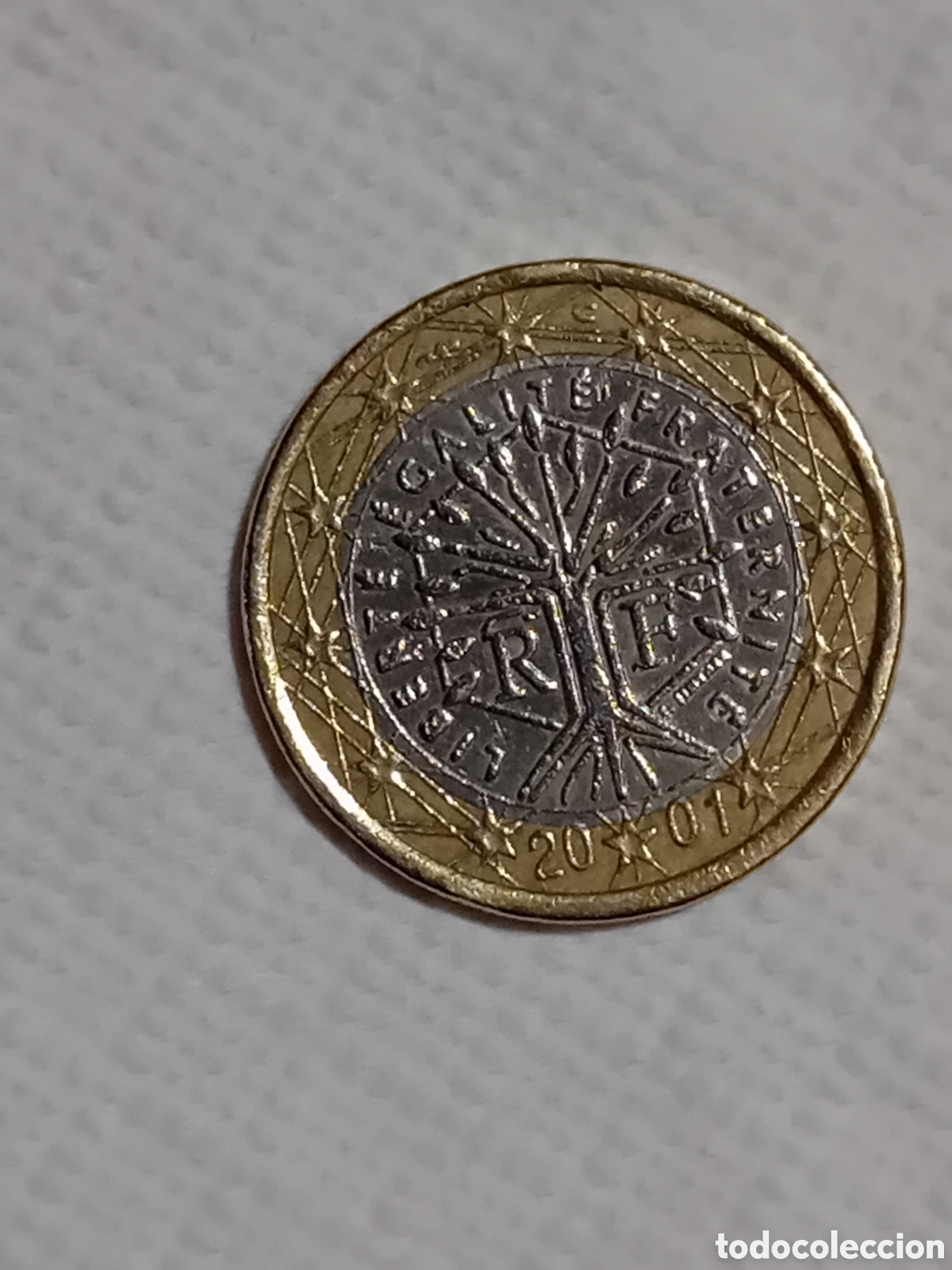 Monedas antiguas de Europa: Moneda de francia de 2000,descentrada. - Foto 1