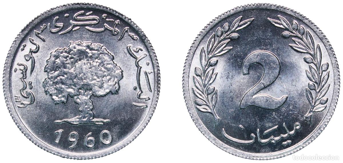 Monedas antiguas de Europa: Tunisia Republic 1960 2 Millimes Aluminium 0.99g BU KM 281 Sch&ouml;n 202