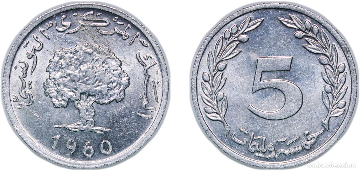 Monedas antiguas de Europa: Tunisia Republic 1960 5 Millimes Aluminium 1.52g BU KM 282 Sch&ouml;n 203