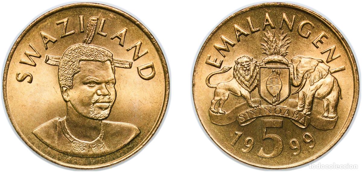 Monedas antiguas de Europa: Kingdom of Swaziland (1968-2018) 1999 5 Emalangeni - Mswati III Brass 7.63g BU KM 47