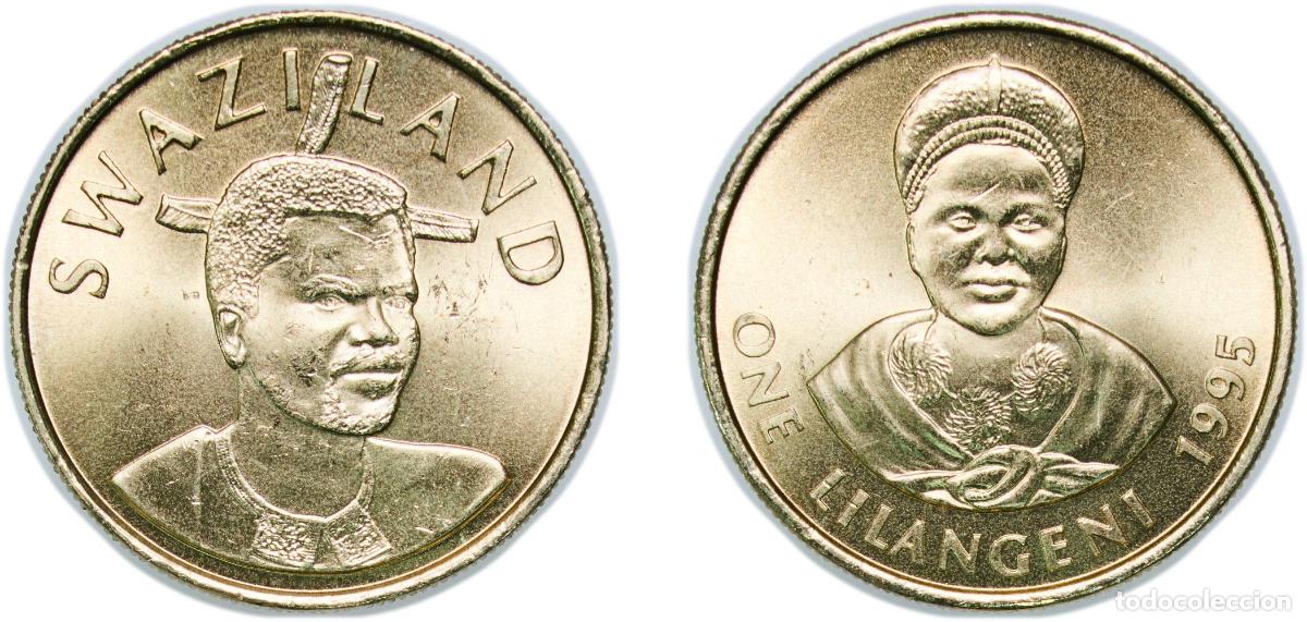 Monedas antiguas de Europa: Kingdom of Swaziland (1968-2018) 1995 1 Lilangeni - Mswati III (2nd portrait) Brass 9.44g BU KM 45