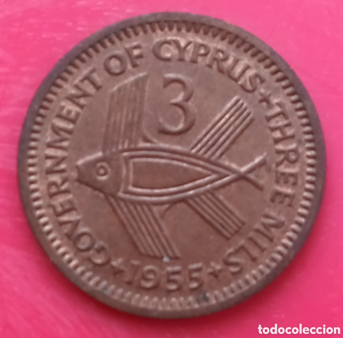 Monedas antiguas de Europa: Chipre - 3 Mils 1955 bc - Foto 2