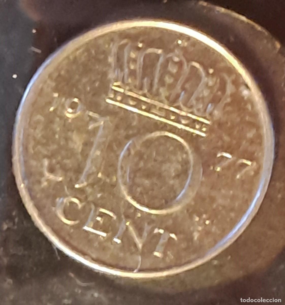Monedas antiguas de Europa: MONEDA HOLANDA 10 CENT A&Ntilde;O 1977 - Foto 2