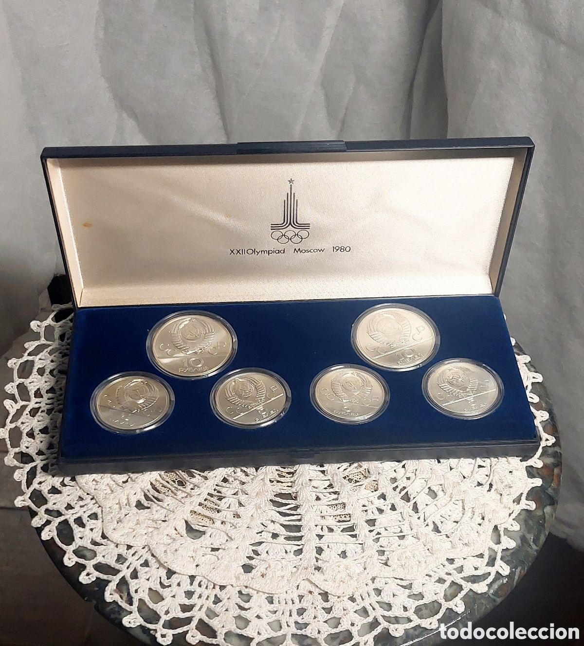 Old Coins of Europe: PLATA (.925) - SC- estuche 6 monedas XXII Olimpiadas 1977 Mosc&uacute;