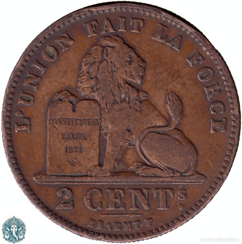 Monnaies anciennes de Europe: B&Eacute;LGICA 2 C&eacute;ntimos 1905 Leopoldo II KM#35 Leyenda Des Belges