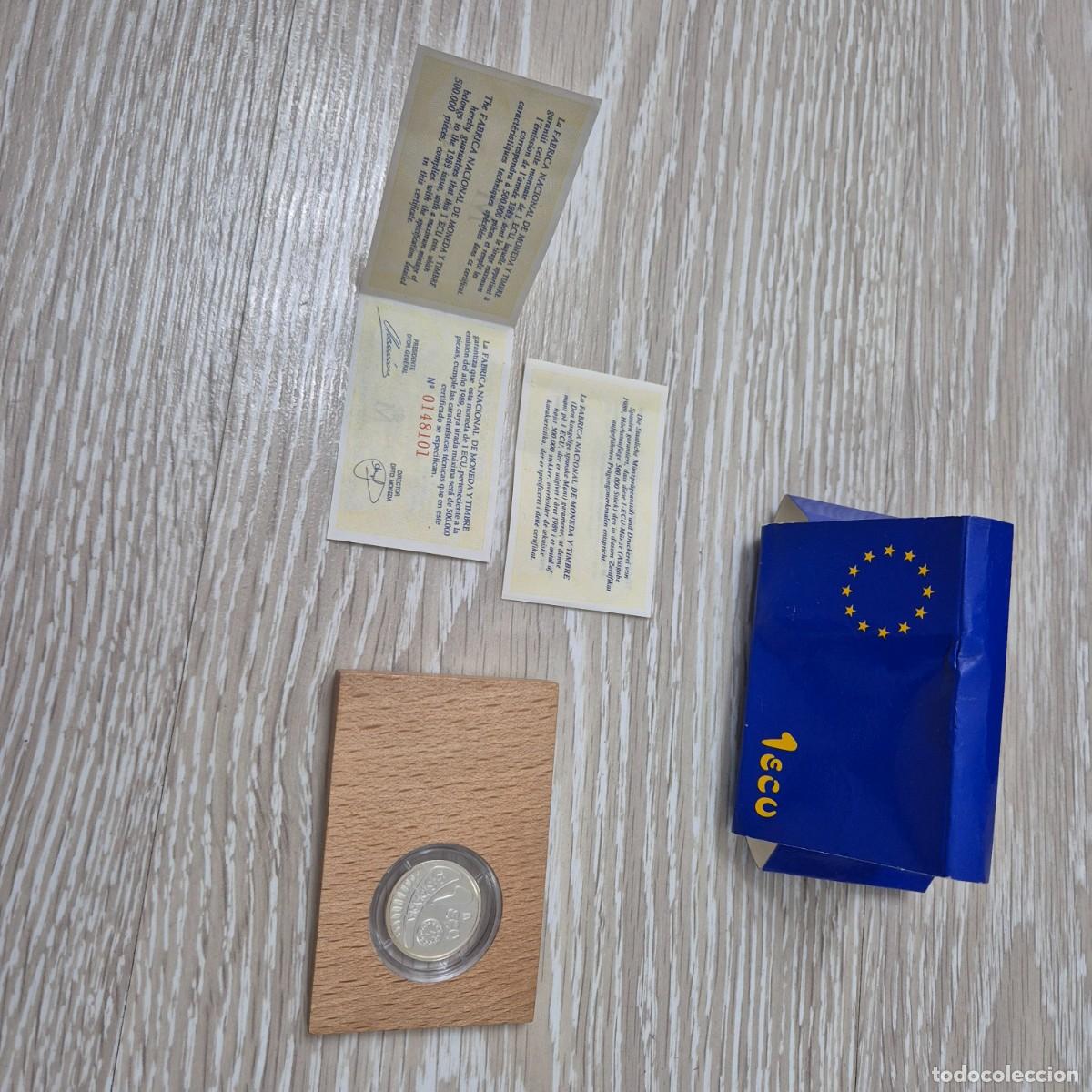 Monedas antiguas de Europa: Ecu 1elEcu certificado y con numeracio - Foto 2