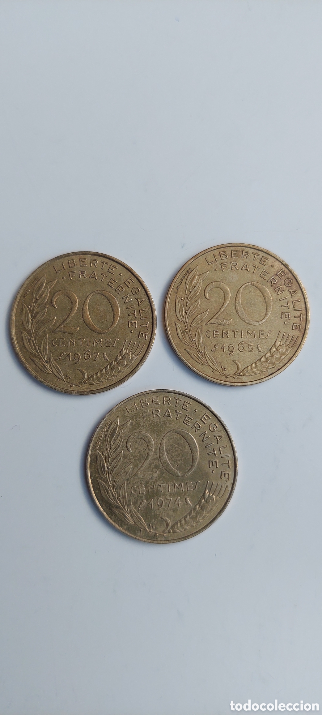 Monedas antiguas de Europa: 20 Centimes Rep.Francia. - Foto 2
