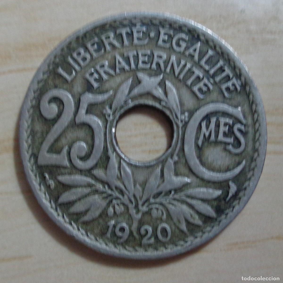 Monedas antiguas de Europa: MONEDA: 25 CENTIMOS , FRANCIA 1920 - Foto 2