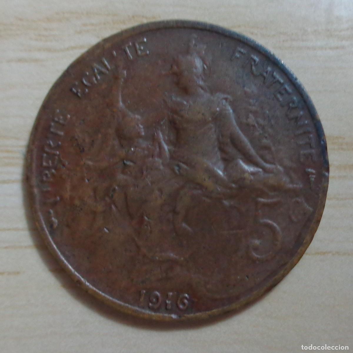 Monedas antiguas de Europa: MONEDA: 5 CENTIMOS , FRANCIA 1916 - Foto 2