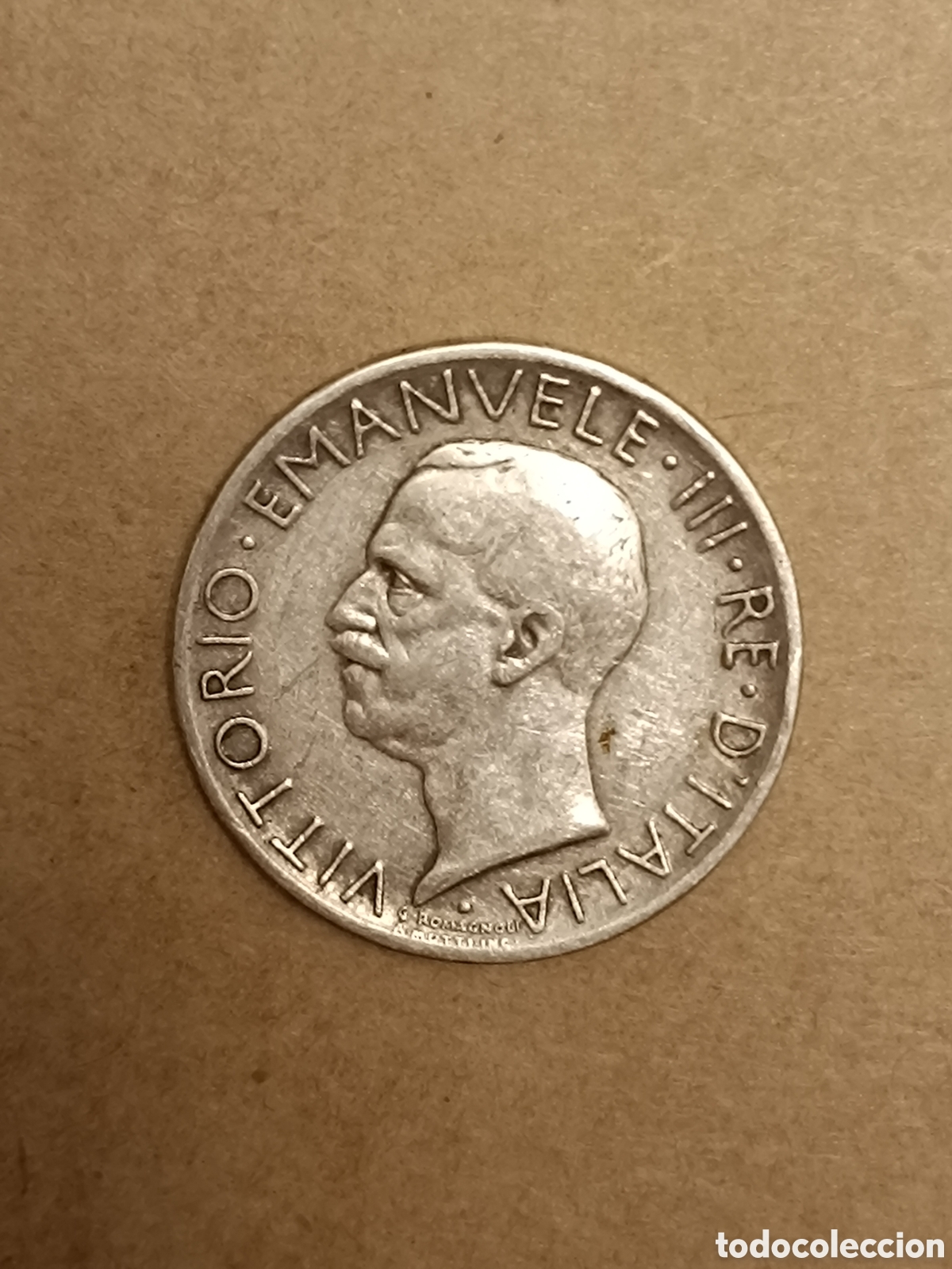 Alte M&uuml;nzen aus Europa: 5 liras Italia 1928 plata 0.835