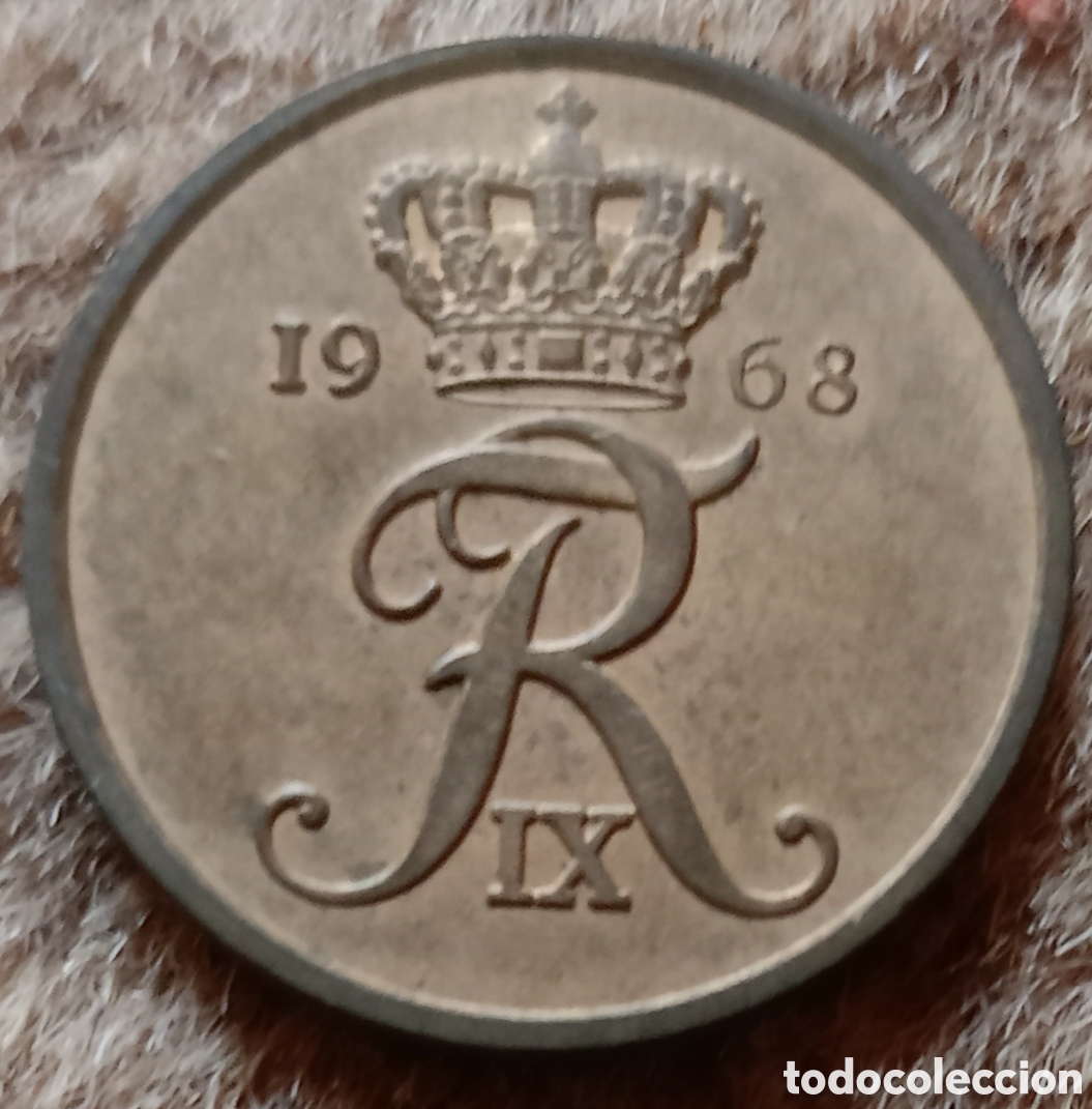 Monedas antiguas de Europa: Dinamarca 1968 - Moneda de 5 &oslash;re - Foto 2