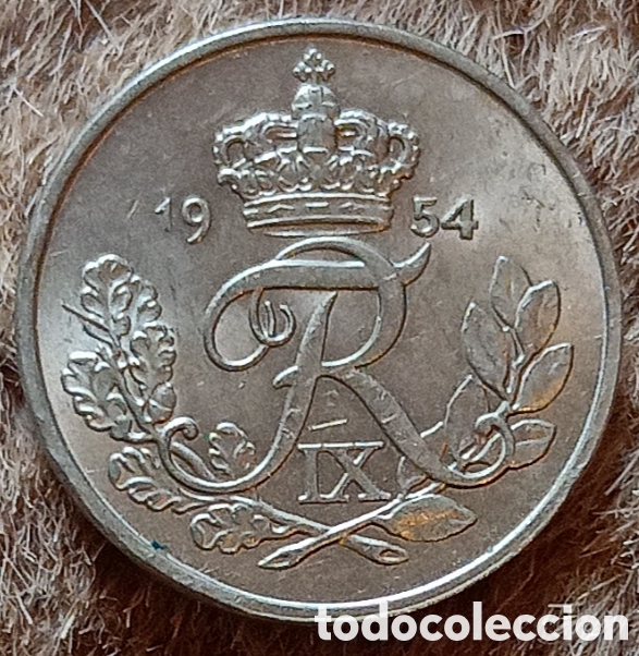 Monedas antiguas de Europa: Dinamarca 1954 - Moneda de 10 &oslash;re - Foto 2