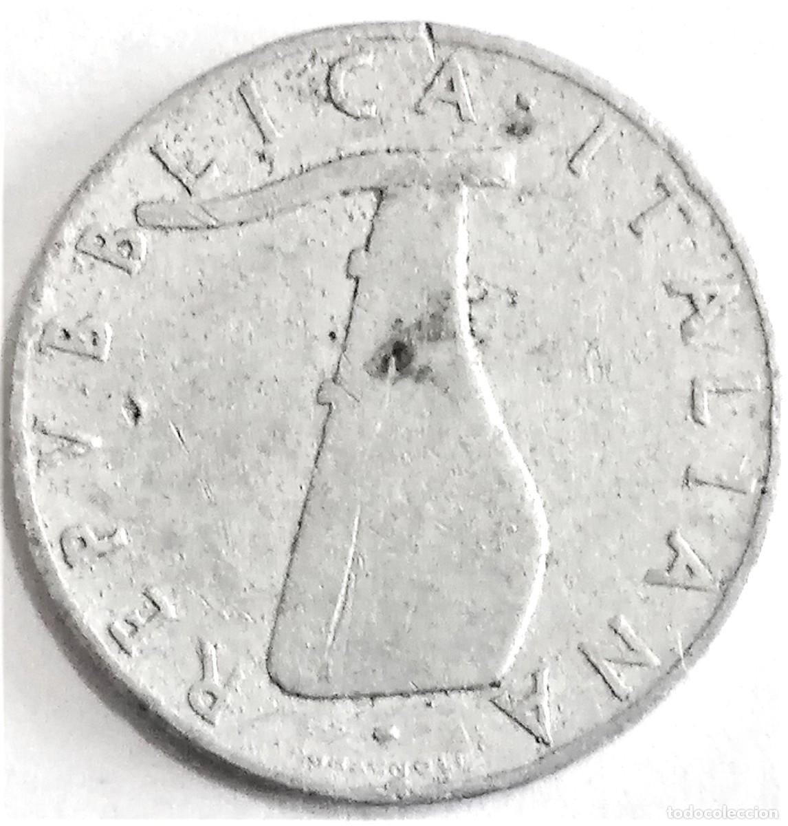 Moedas antigas da Europa: ITALIA (1946-2001) - 5 LIRAS 1953 R - 1,04 GR. ALUMINIO - DIAMETRO 20,12 mm - KM#92 - MB