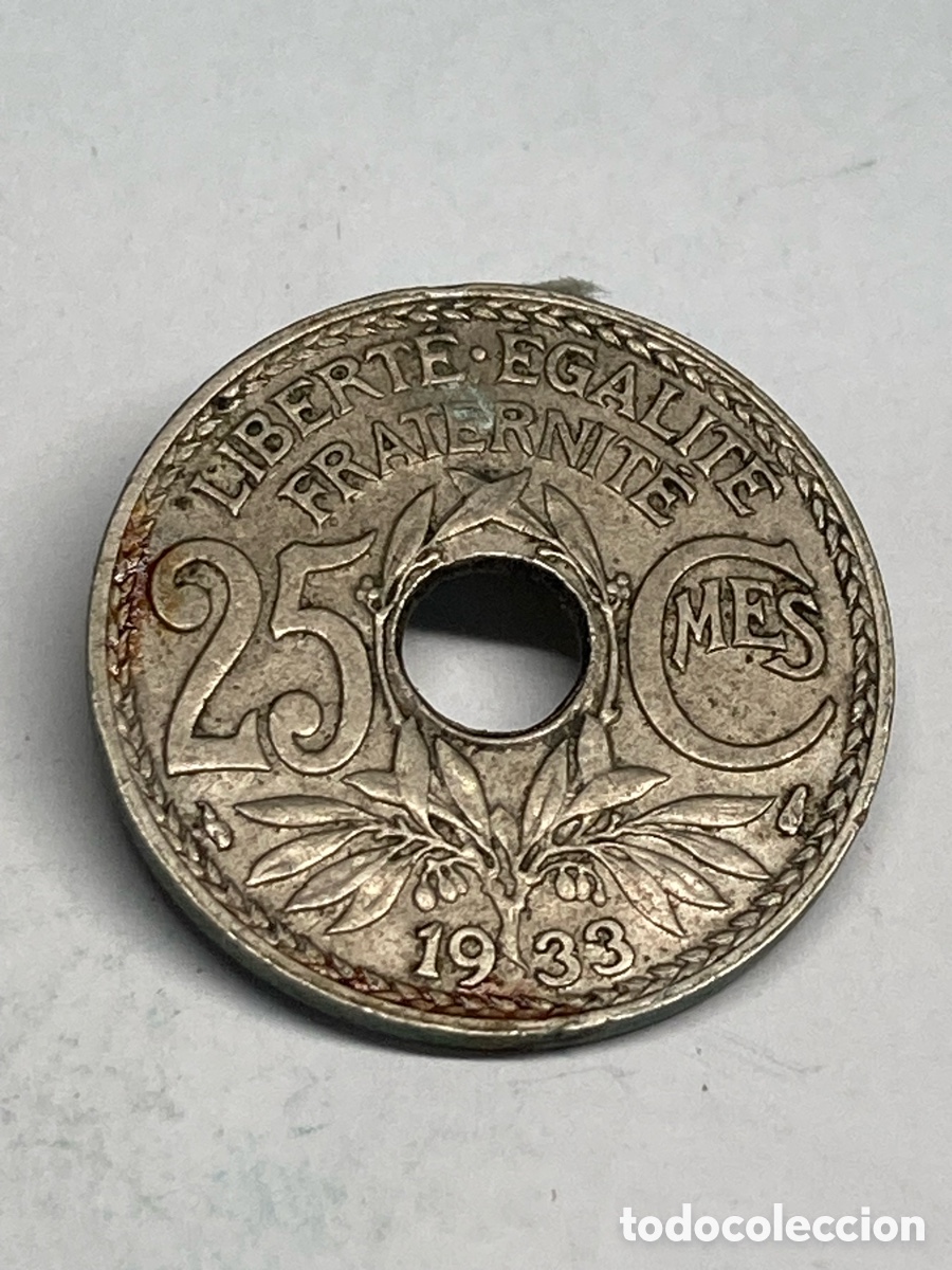 Monedas antiguas de Europa: Moneda 25 c&eacute;ntimos 1933 J65 - Foto 1