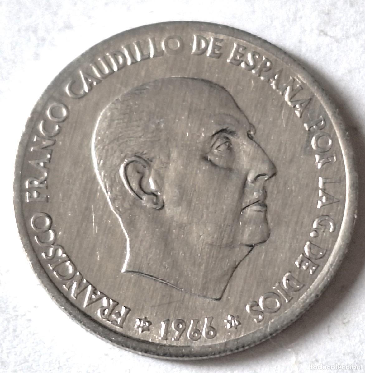Monedas antiguas de Europa: ESPA&Ntilde;A - MONEDA DE 50 CENTIMOS DEL A&Ntilde;O 1966 F. FRANCO -CON ESTRELLA 71 - BIEN CONSERVADA
