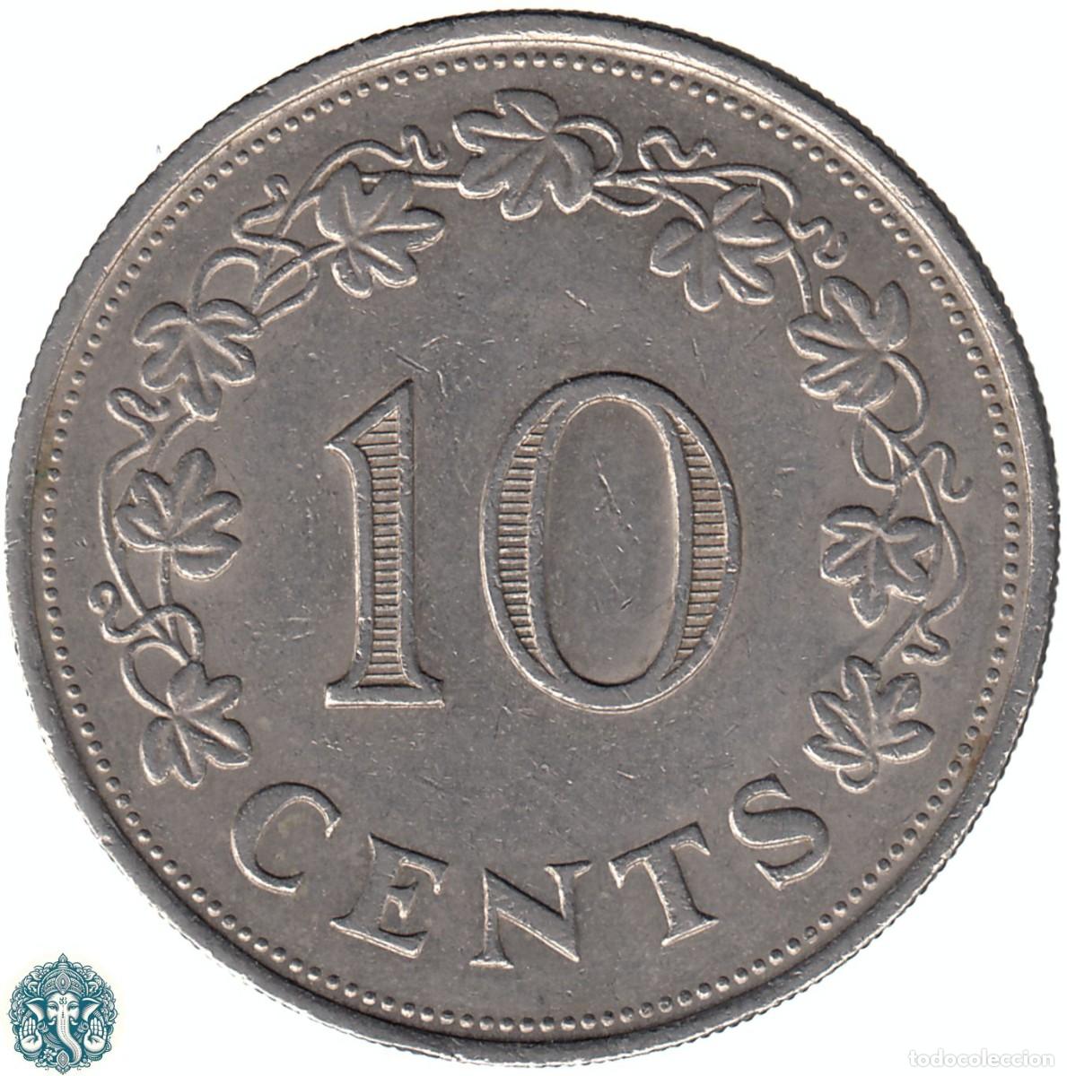 Monedas antiguas de Europa: MALTA 10 Centavos 1972 KM#11 - Foto 2