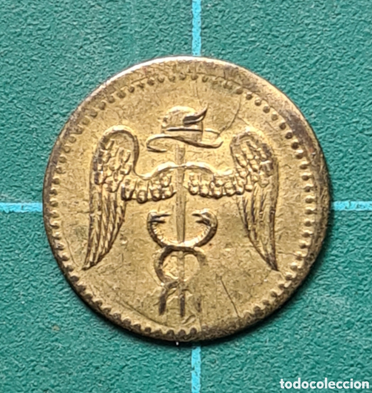 Monedas antiguas de Europa: Peque&ntilde;a Moneda Caduceo Masonico Spiel Marke Hermes Mercurio