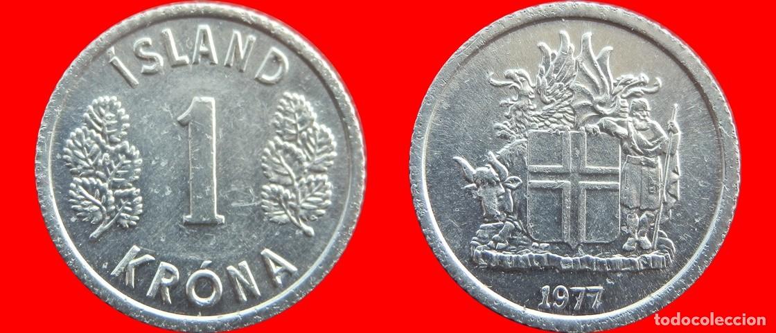Old Coins of Europe: 1 CORONA 1977 ISLANDIA-124938