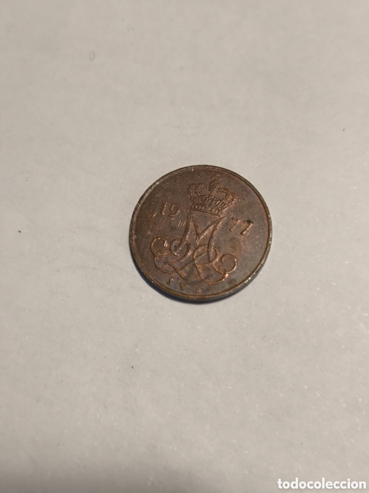 Monedas antiguas de Europa: 5 Ore Dinamarca 1977 - Foto 2