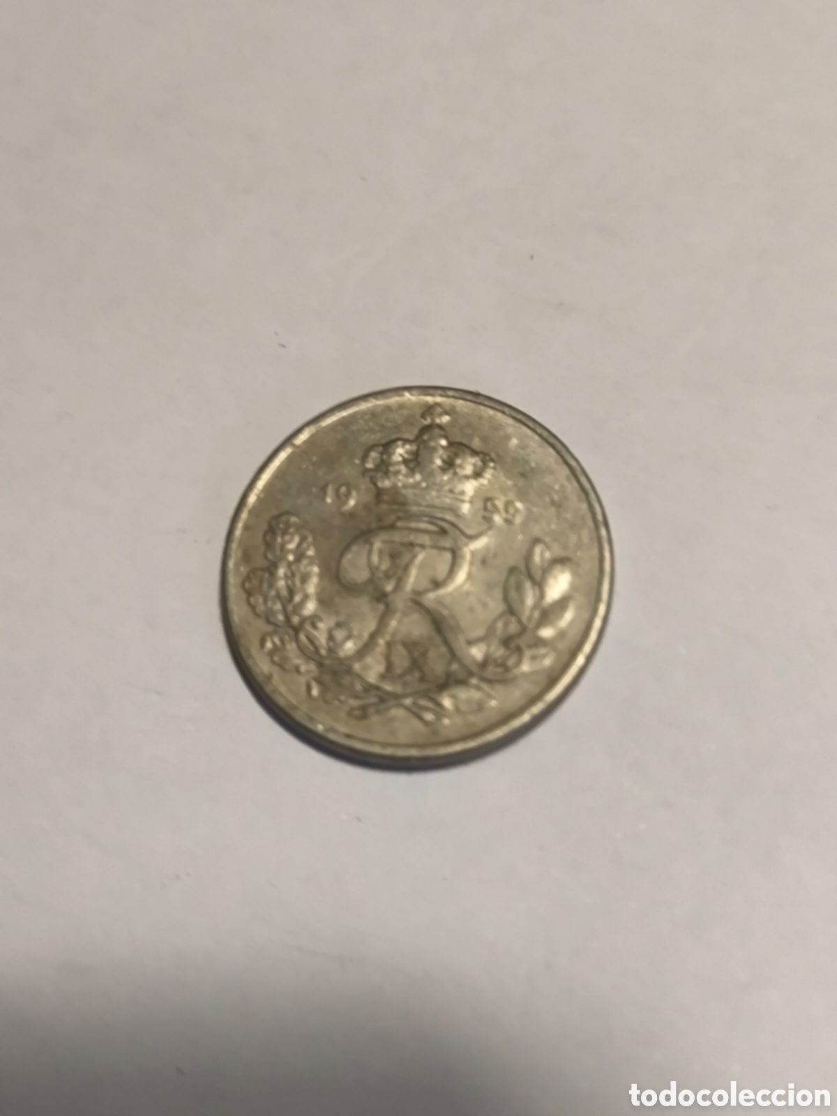 Monedas antiguas de Europa: 10 Ore Dinamarca 1955 - Foto 2