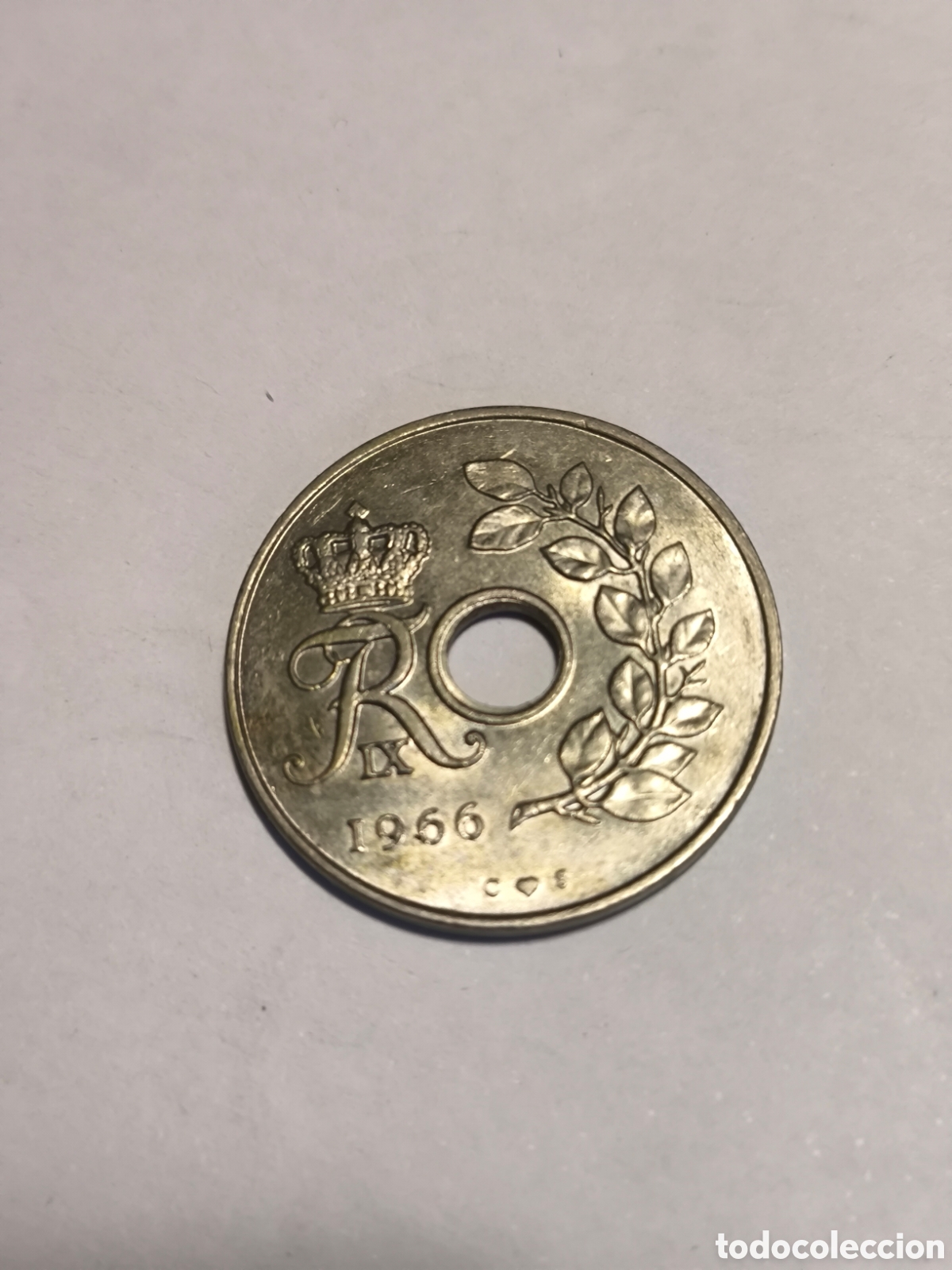 Monedas antiguas de Europa: 25 Ore Dinamarca 1966 - Foto 2
