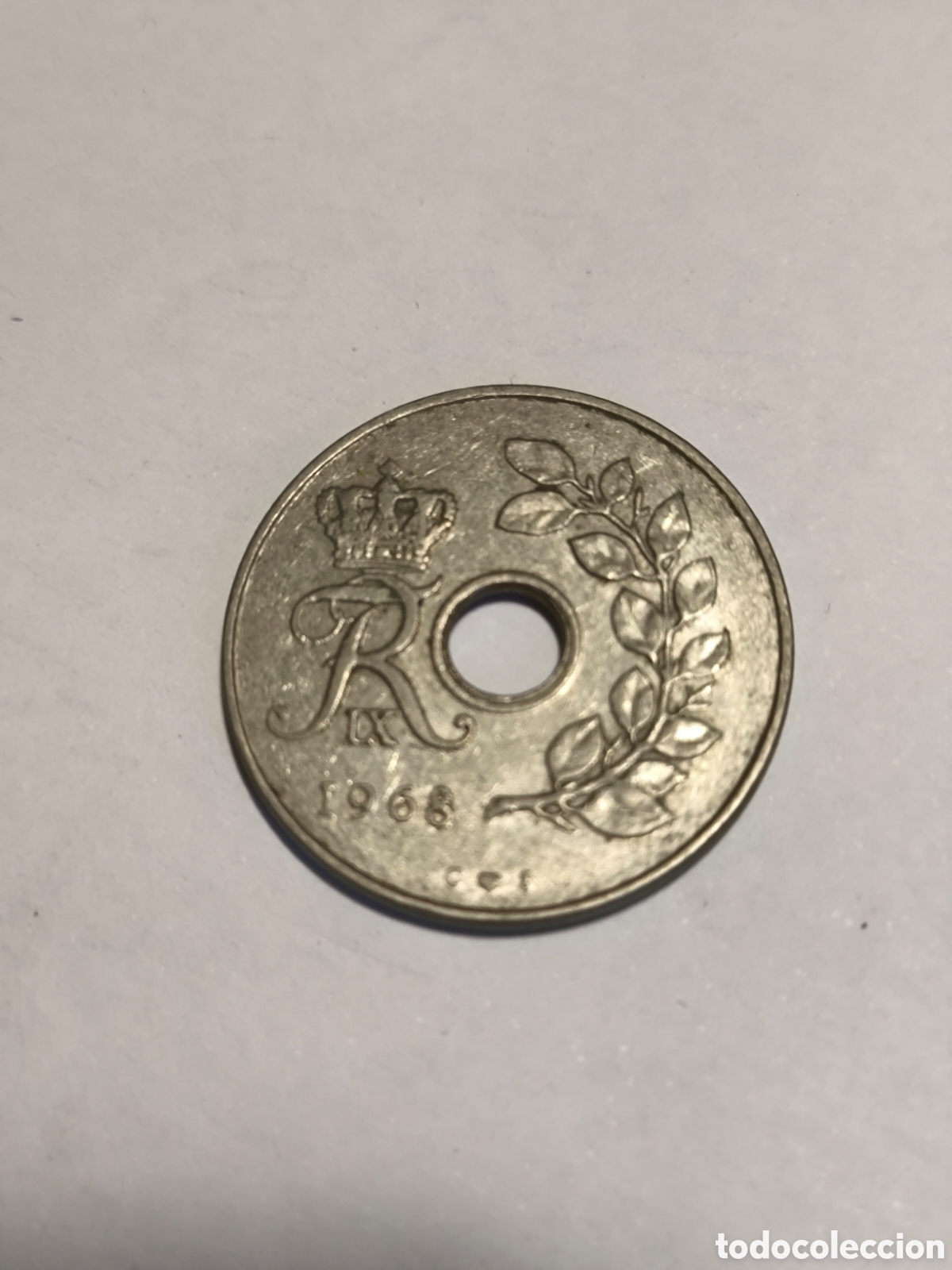 Monedas antiguas de Europa: 25 Ore Dinamarca 1968 - Foto 2