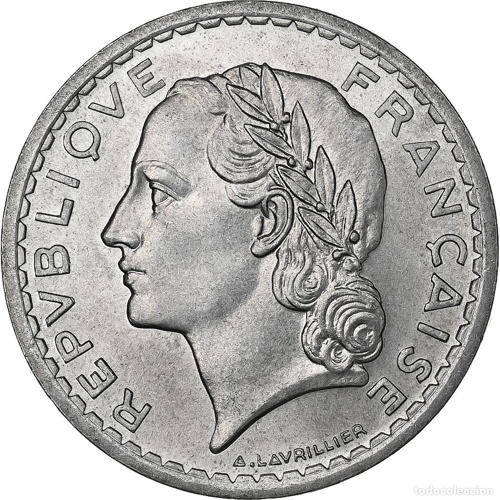Alte M&uuml;nzen aus Europa: [#1029542] Francia, 5 Francs, Lavrillier, 1947, Paris, Aluminio, EBC, Gadoury:766a