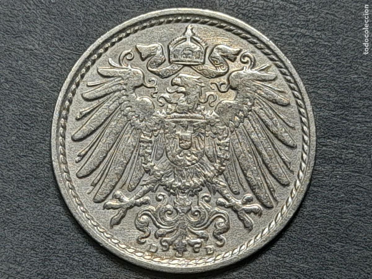 Monete antiche di Europa: Moneda 5 Pfennig penique 1912 Imperio Aleman, KM-11- ceca D Munich calidad EBC