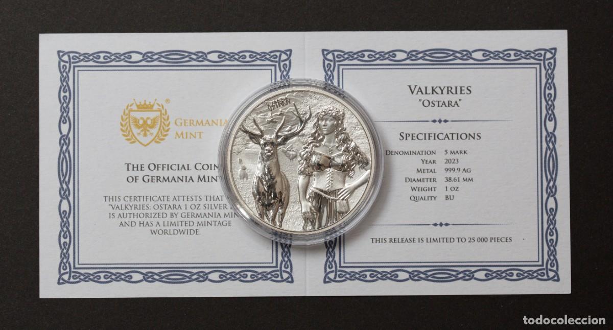 Monedas antiguas de Europa: Valkyries 2023 Ostara. 5 Mark. 1 onza Plata