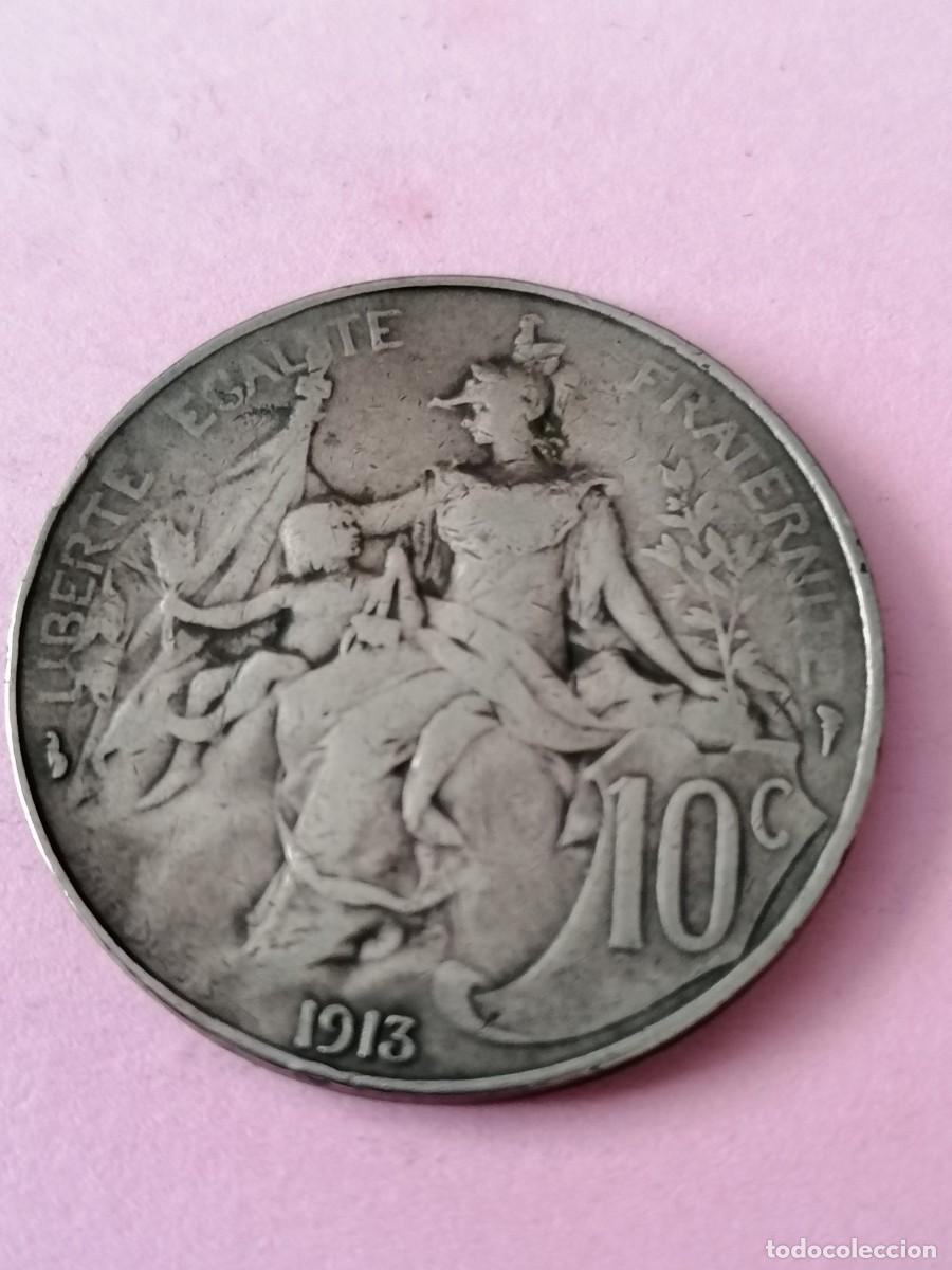 Monedas antiguas de Europa: Moneda, Francia, 10 cent, 1913, MBC - Foto 2