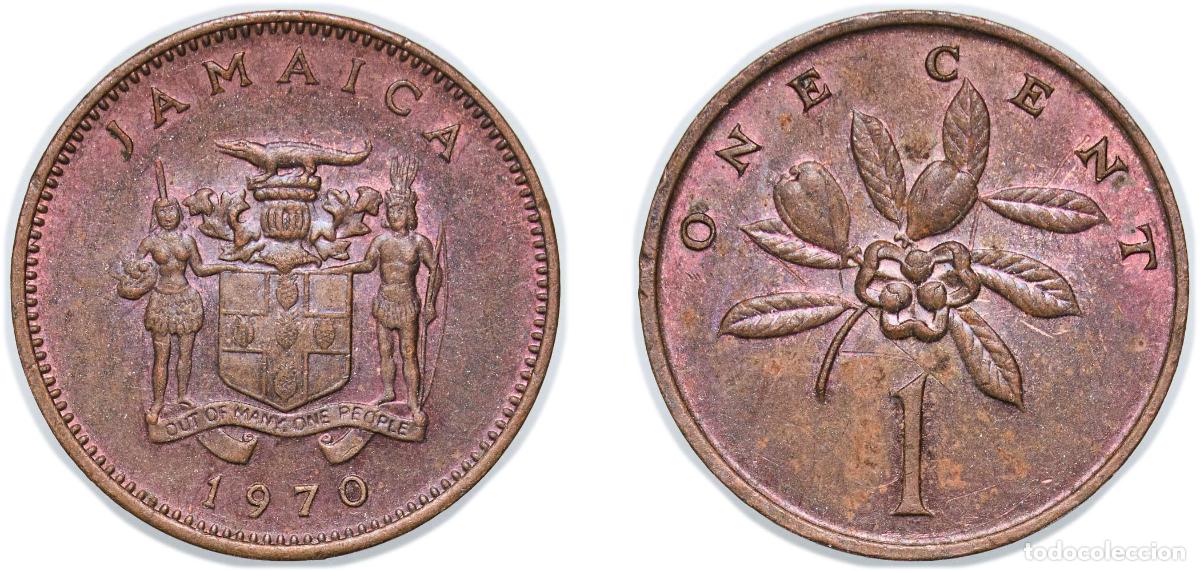 Monedas antiguas de Europa: Jamaica 1970 1 Cent (Wide legend) Bronze 4.15g BU KM 45