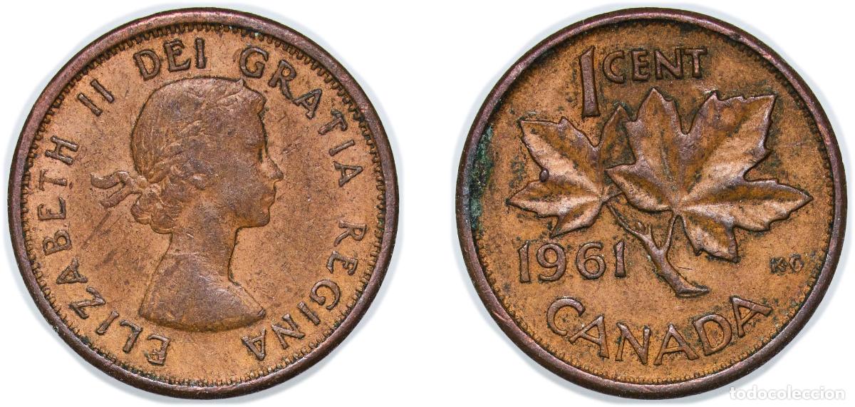Alte M&uuml;nzen aus Europa: Canada Commonwealth 1961 1 Cent - Elizabeth II (1st portrait) Bronze (98% copper, 0.5% tin, 1.5% zi