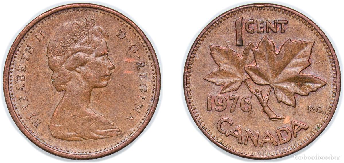 Moedas antigas da Europa: Canada 1976 1 Cent - Elizabeth II (2nd portrait) Bronze (98% copper, 0.5% tin, 1.5% zinc) (70112289
