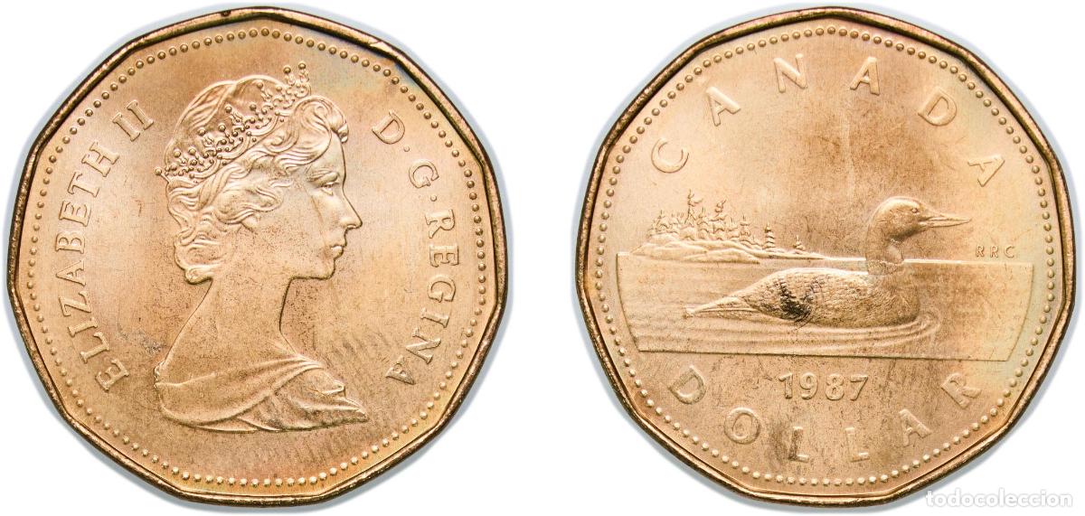 Alte M&uuml;nzen aus Europa: Canada 1987 1 Dollar - Elizabeth II (2nd portrait) Bronze plated nickel (.915 nickel, .085 bronze)