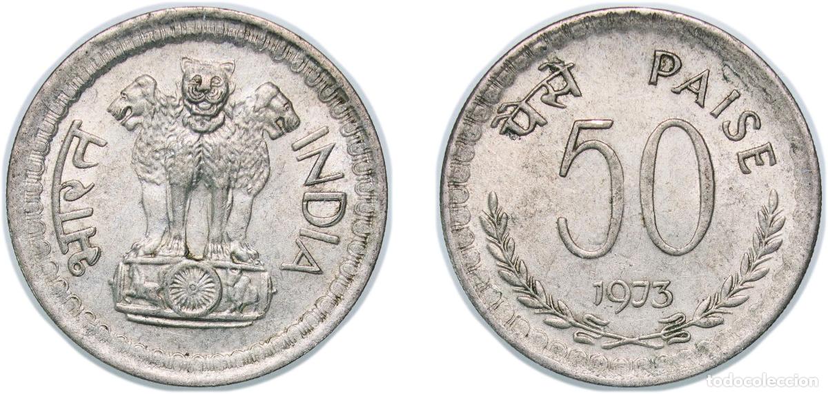 Monete antiche di Europa: India Republic 1973 50 Paise Copper-nickel Calcutta Mint 5.04g XF KM 61