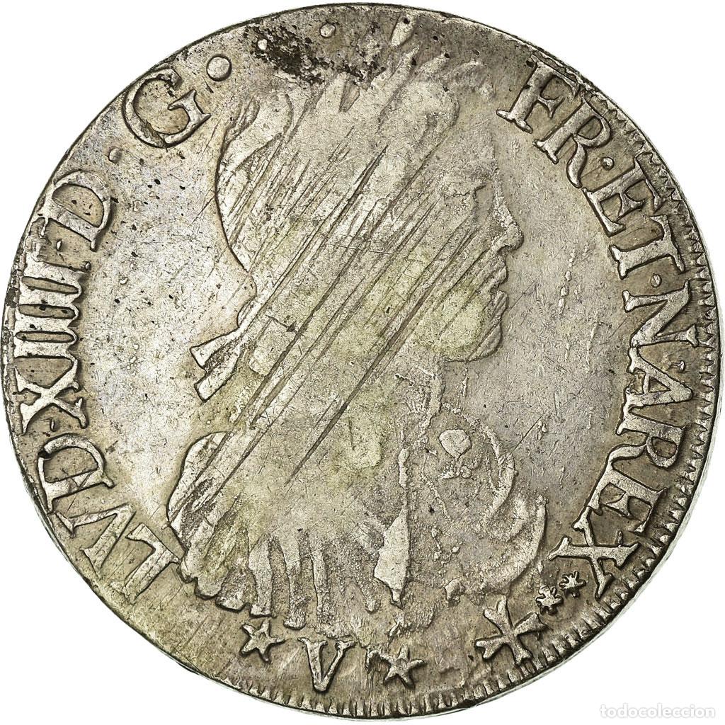 Monete antiche di Europa: [#30720] Moneda, Francia, Louis XIV, &Eacute;cu de Navarre &agrave; la m&egrave;che longue, Ecu, 1655