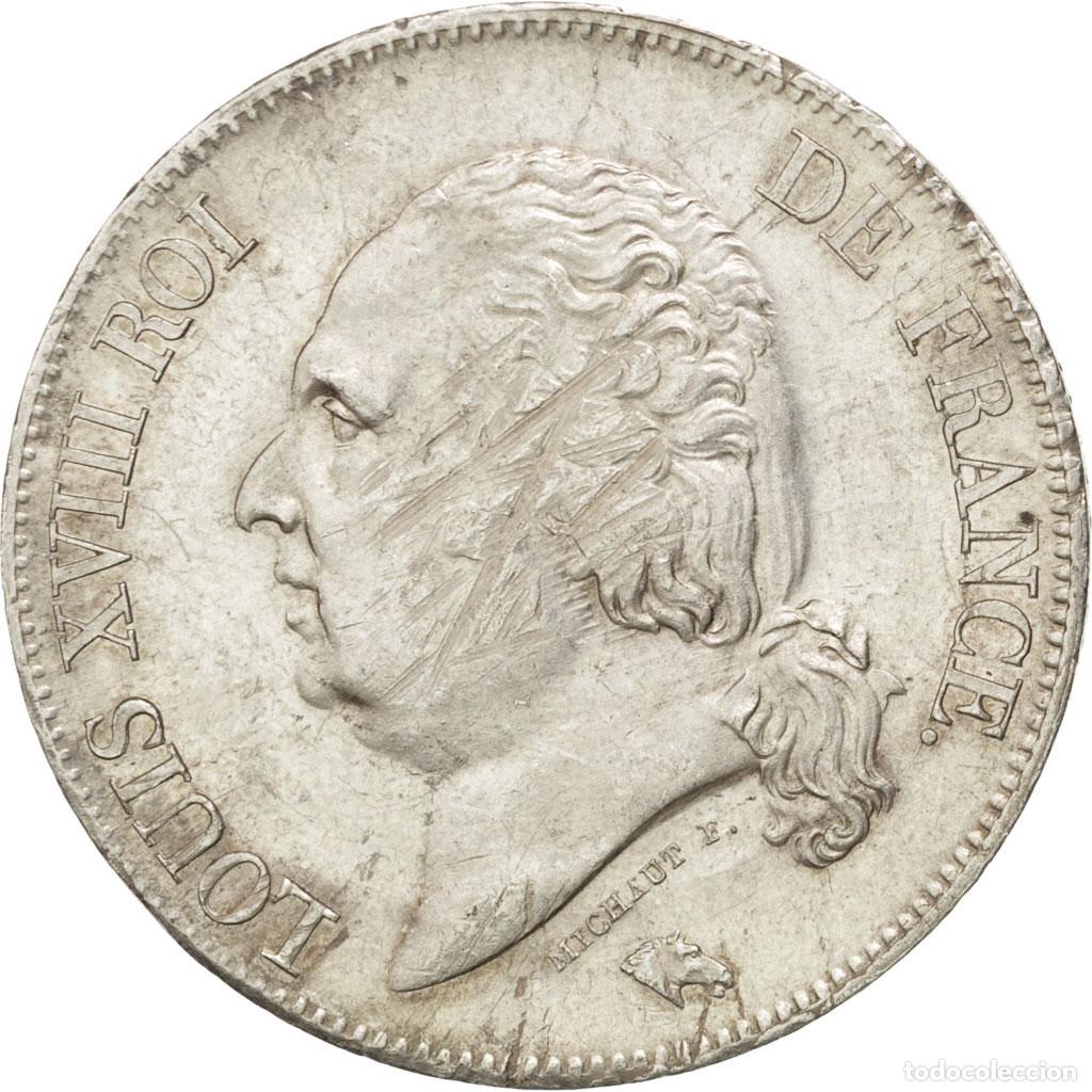 Monete antiche di Europa: [#42941] Moneda, Francia, Louis XVIII, 5 Francs, 1824, Bordeaux, EBC, Plata, KM:711.7