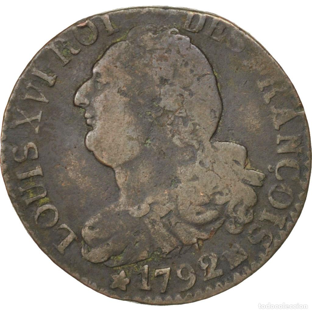 Old Coins of Europe: [#43350] Moneda, Francia, 6 deniers fran&ccedil;ois, 6 Deniers, 1792, Marseille, BC+, Bronce
