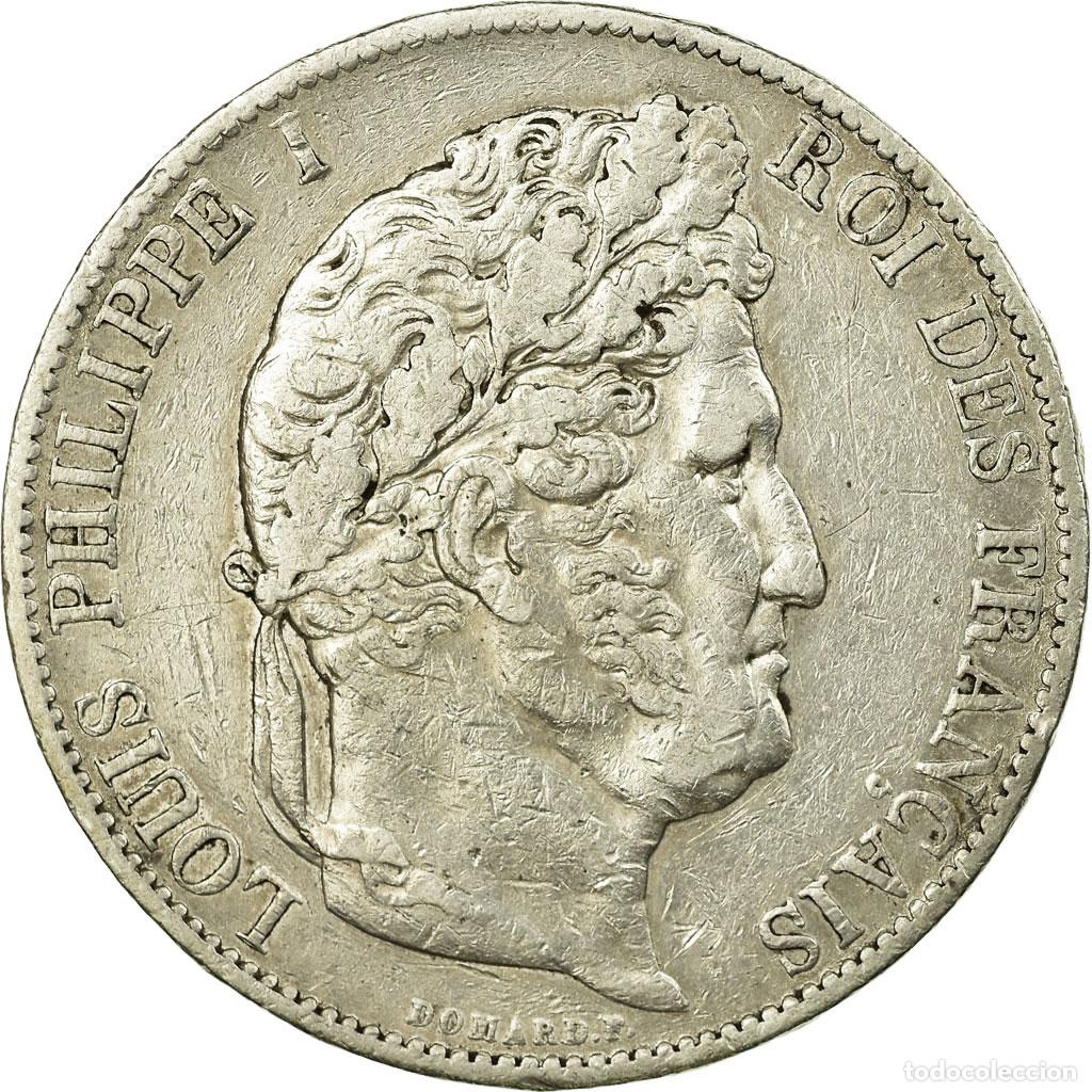 Moedas antigas da Europa: [#55904] Moneda, Francia, Louis-Philippe, 5 Francs, 1847, Bordeaux, MBC, Plata, KM:749.7
