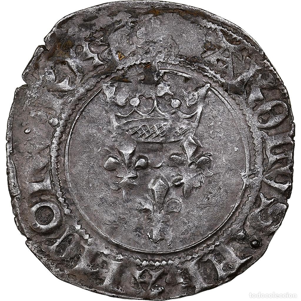 Monete antiche di Europa: [#56682] Francia, Charles VI, Gros dit &rdquo;Florette&rdquo;, 1419, Ch&acirc;lons-sur-Marne, Plata, BC+