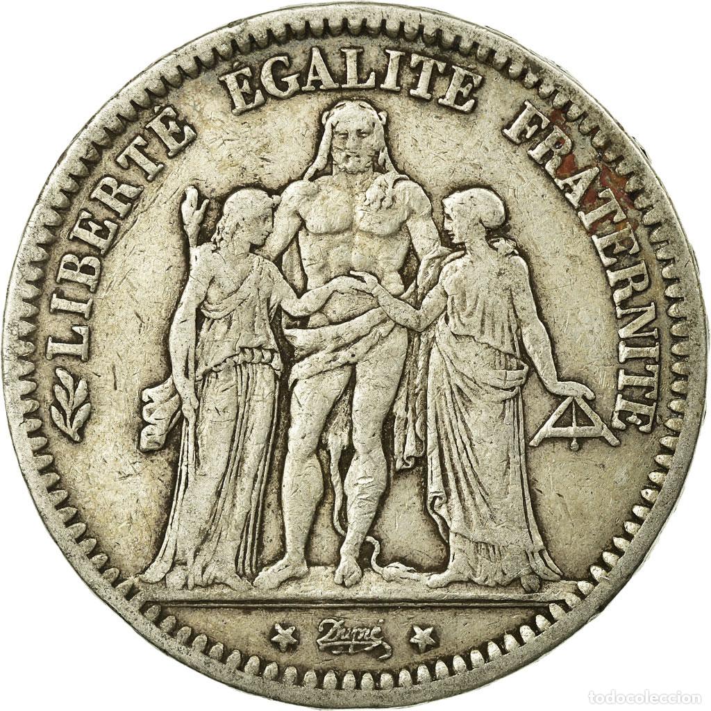 Old Coins of Europe: [#58741] Moneda, Francia, Hercule, 5 Francs, 1870, Paris, MBC, Plata, Gadoury:745