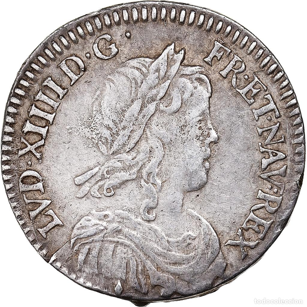 Alte M&uuml;nzen aus Europa: [#70602] Francia, Louis XIV, 1/12 Ecu &agrave; la m&egrave;che longue, 1658, Aix, Plata, MBC