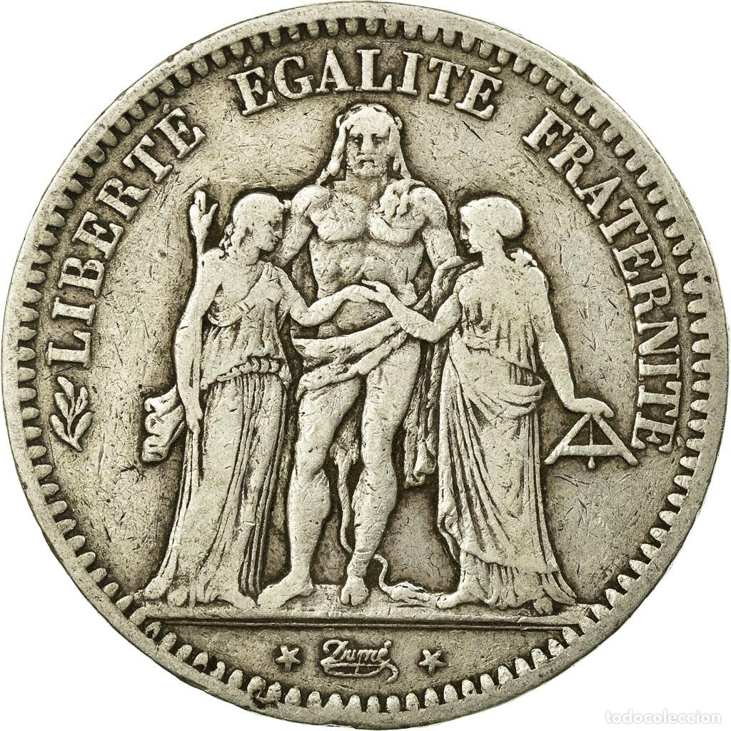 Monete antiche di Europa: [#58739] Moneda, Francia, Hercule, 5 Francs, 1849, Bordeaux, MBC, Plata, KM:756.4